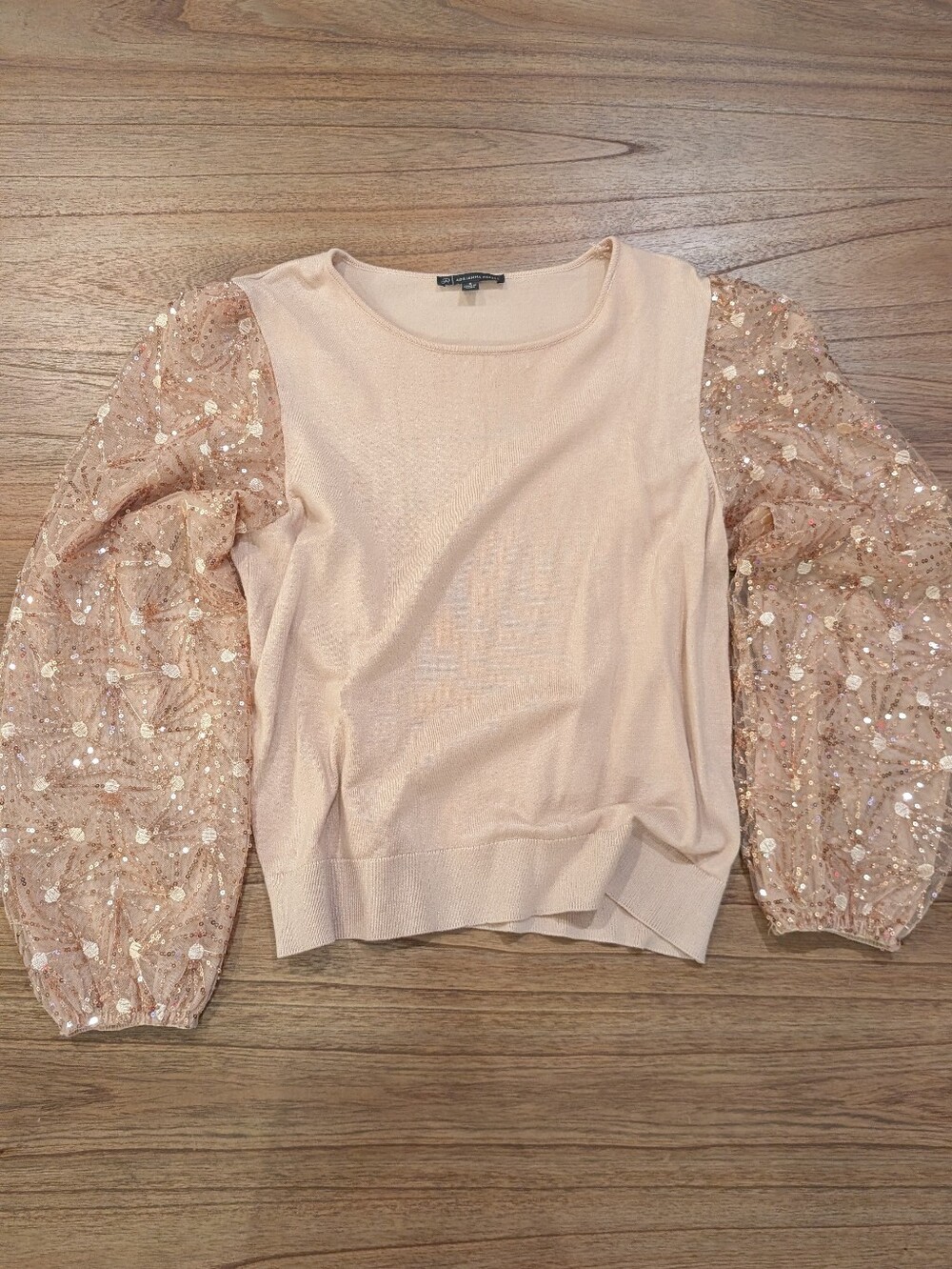 Sequined Puff-Sleeve Sweatshirt - Adrianna Papell